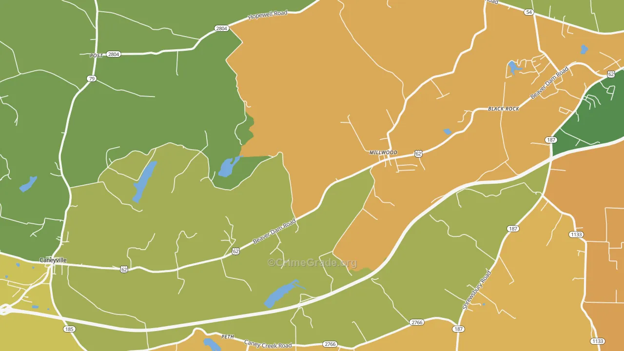 Millwood, KY Map of Assault Rates