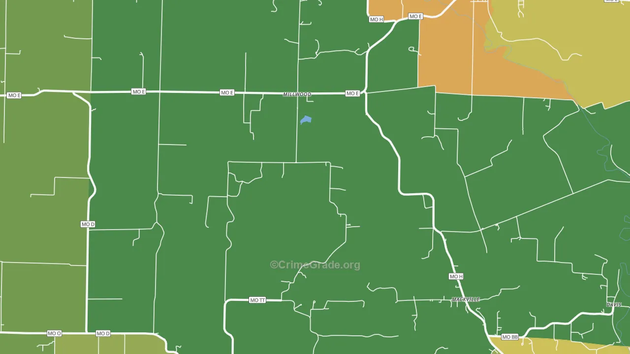 Millwood, MO Map of Assault Rates