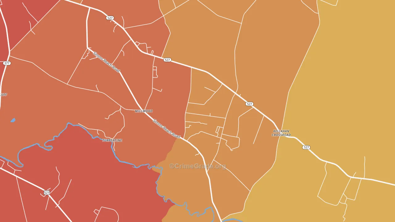 Millwood, SC Map of Assault Rates