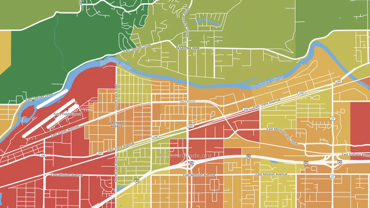 Millwood, WA Map of Assault Rates