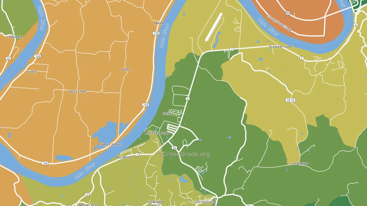 Millwood, WV Map of Assault Rates