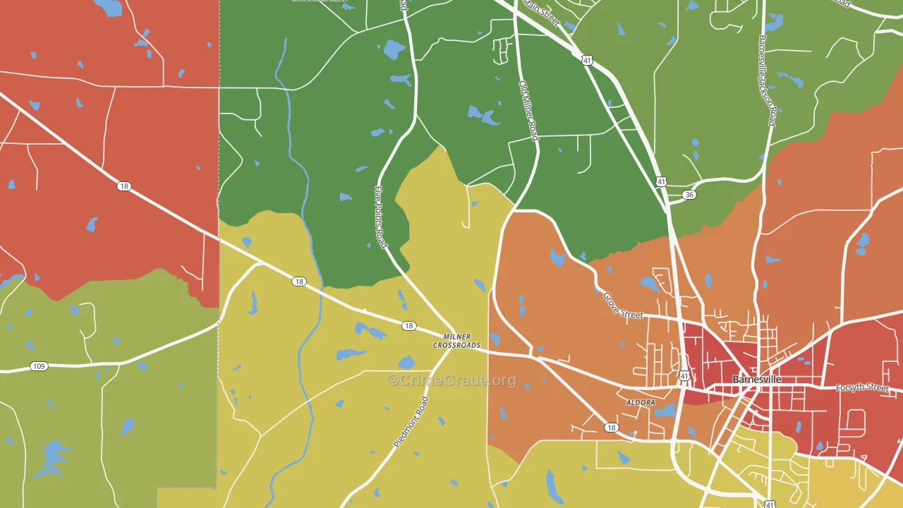 Milner Crossroads, GA Map of Assault Rates
