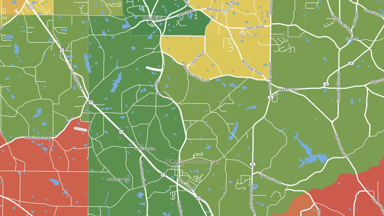Milner, GA Map of Assault Rates