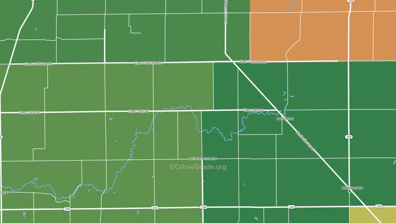 Milners Corner, IN Map of Assault Rates