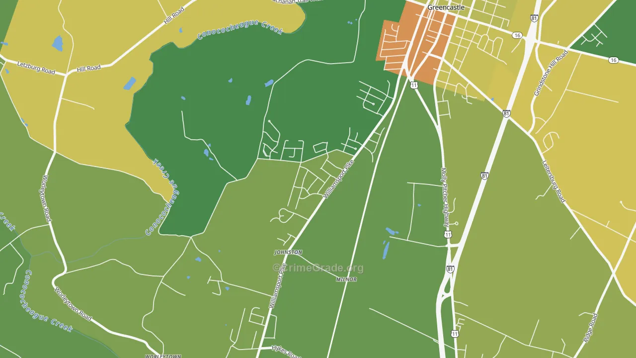 Milnor, PA Map of Assault Rates