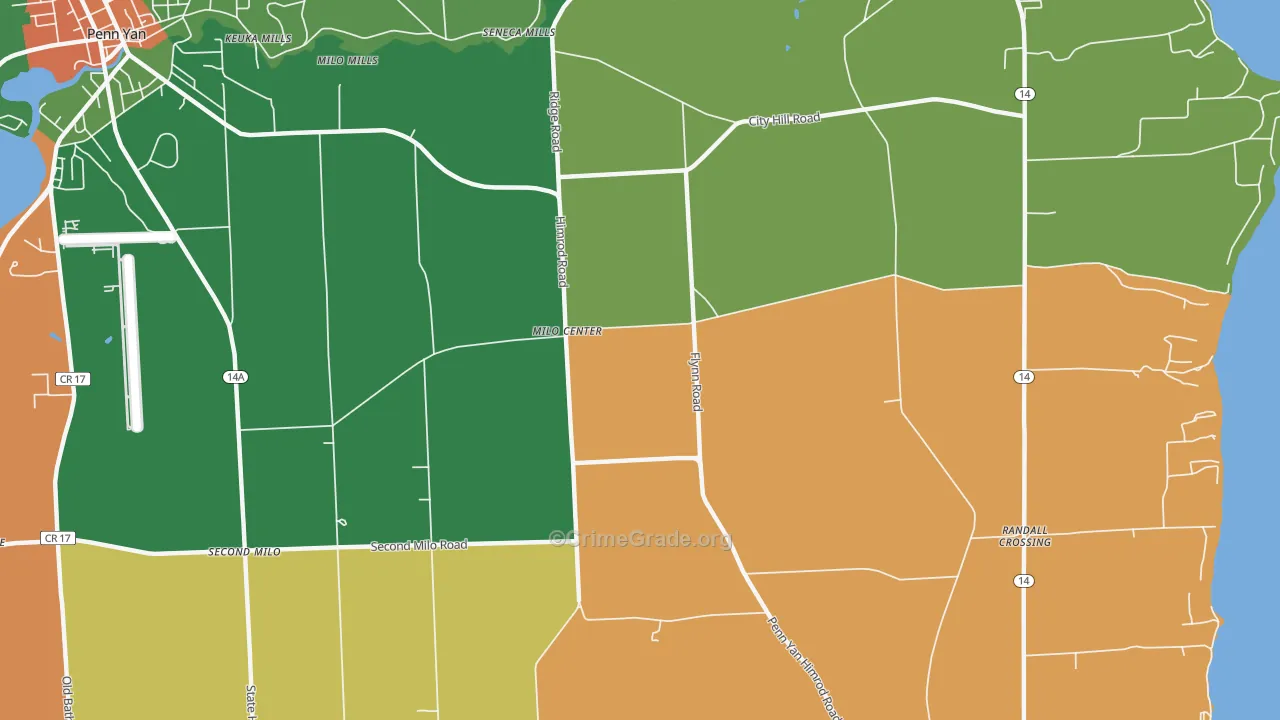 Milo Center, NY Map of Assault Rates