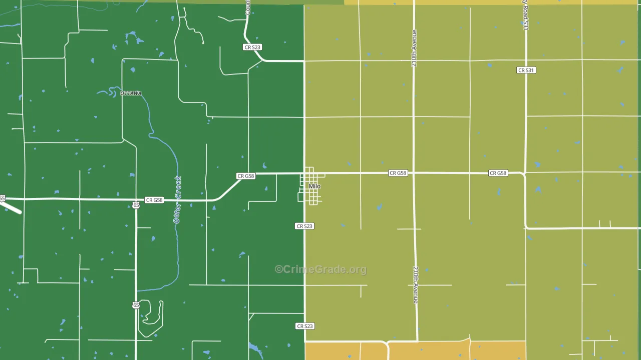 Milo, IA Map of Assault Rates