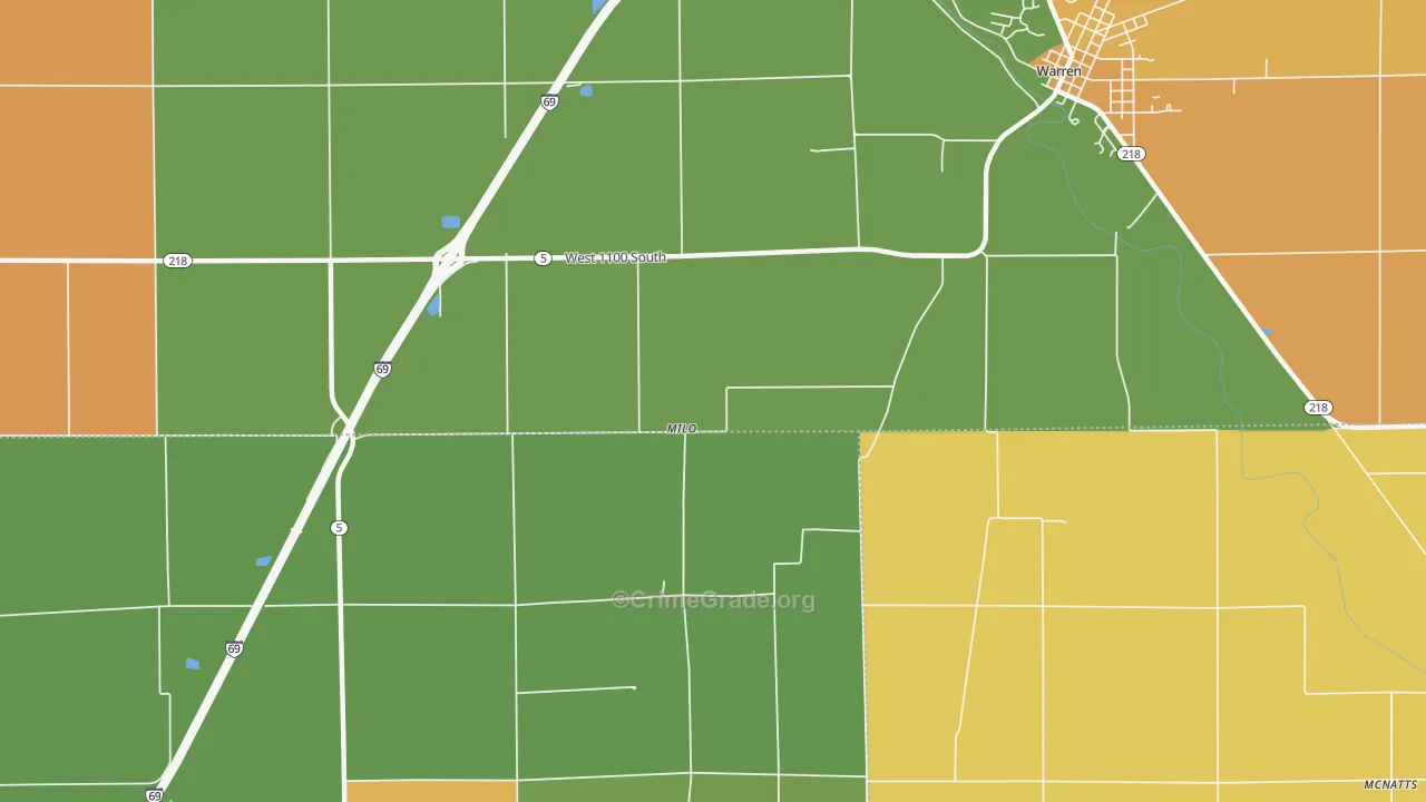 Milo, IN Map of Assault Rates