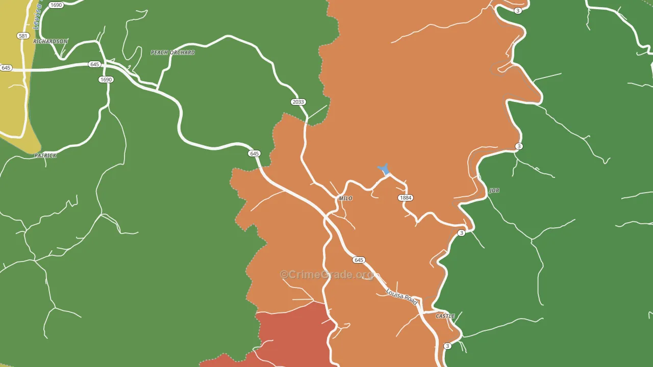 Milo, KY Map of Assault Rates