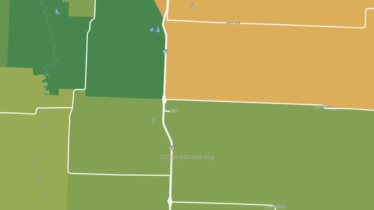 Milo, MO Map of Assault Rates