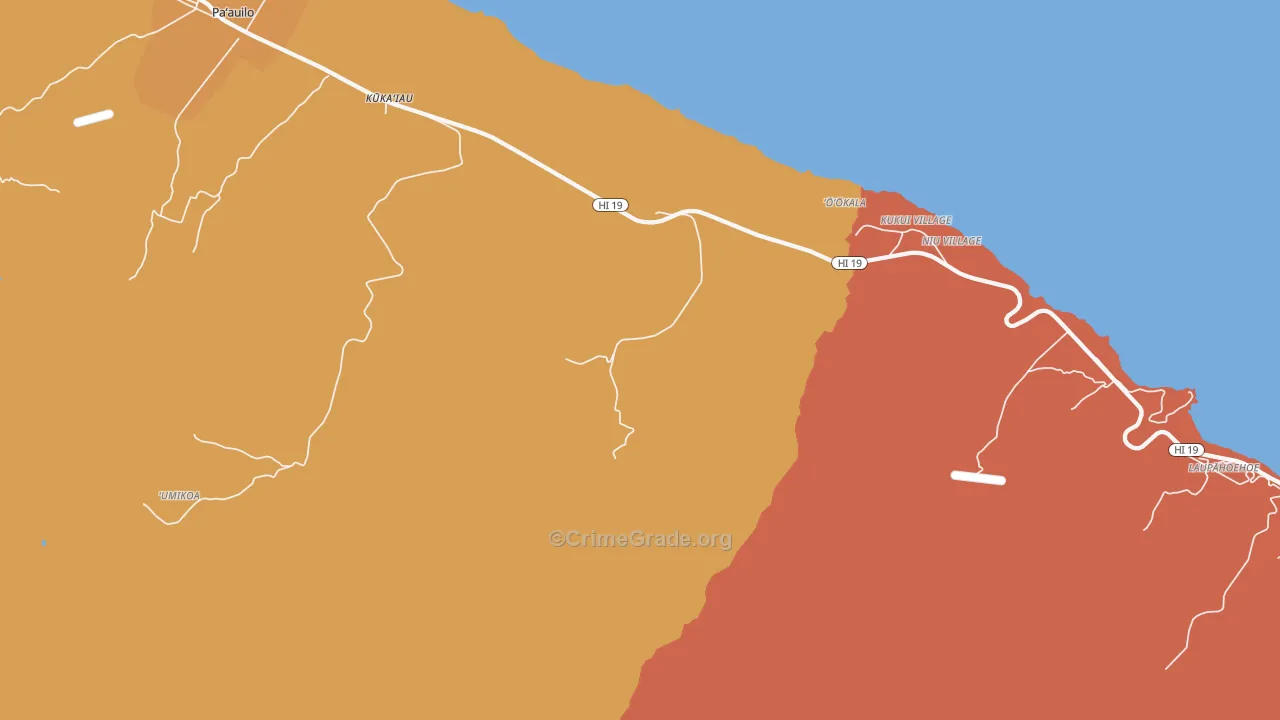 Milo Village, HI Map of Assault Rates
