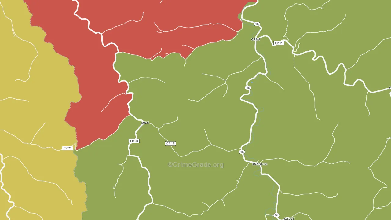 Milo, WV Map of Assault Rates