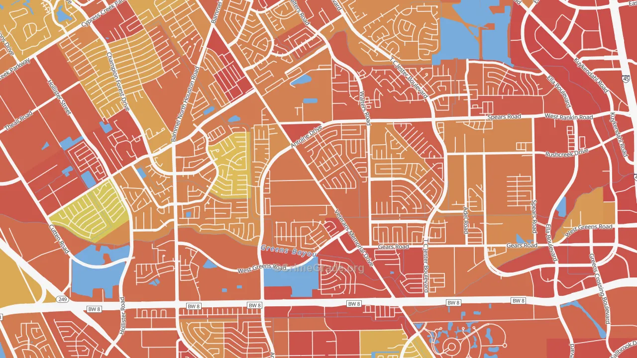 Milroy Farms, Houston, TX Map of Assault Rates