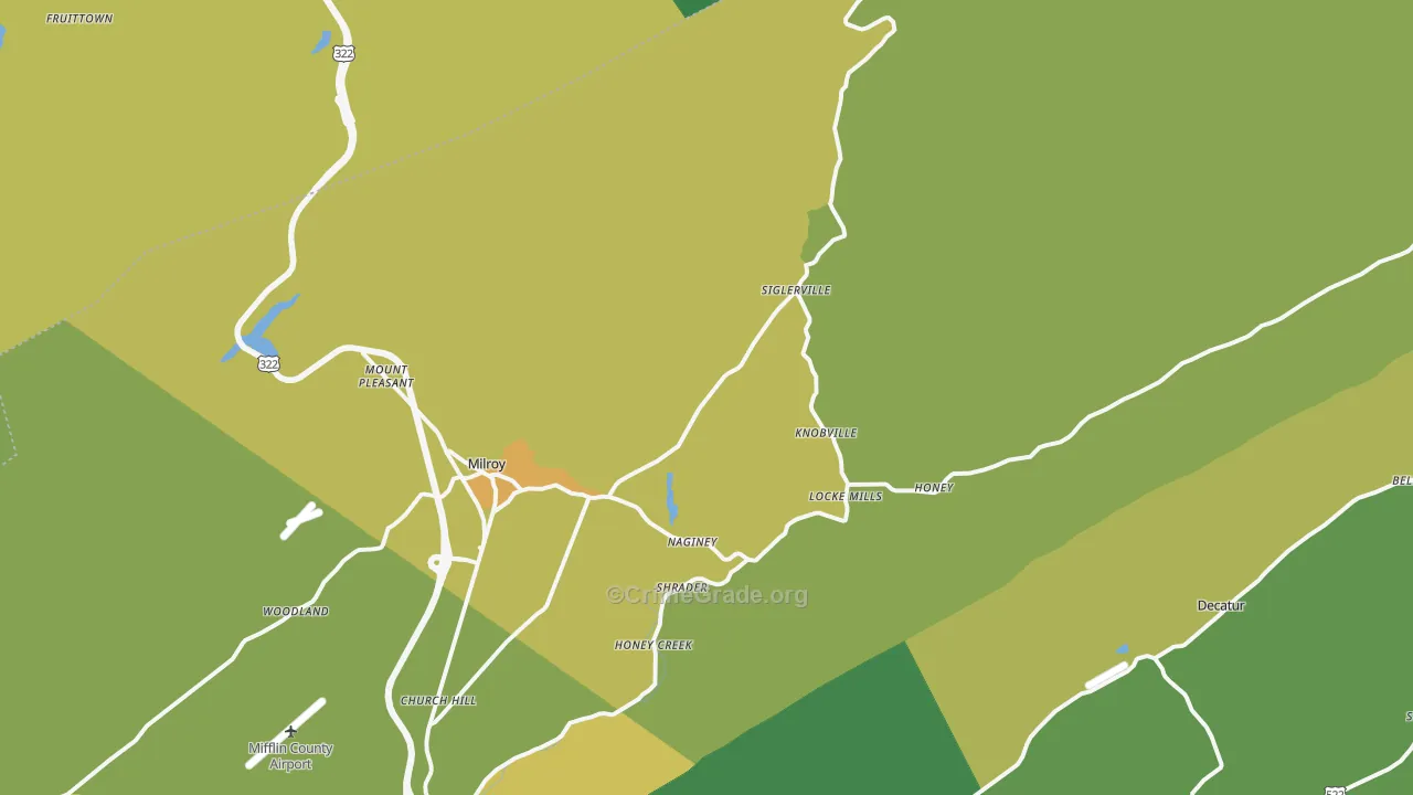 Milroy, PA Map of Assault Rates