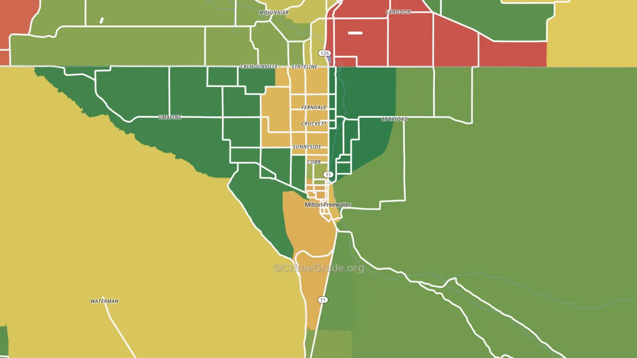 Milton-Freewater, OR Map of Assault Rates
