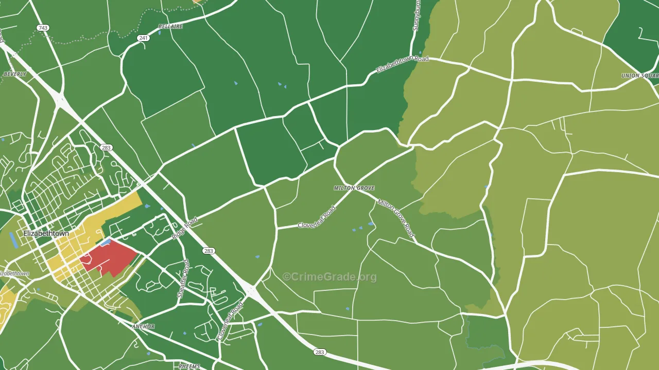 Milton Grove, PA Map of Assault Rates