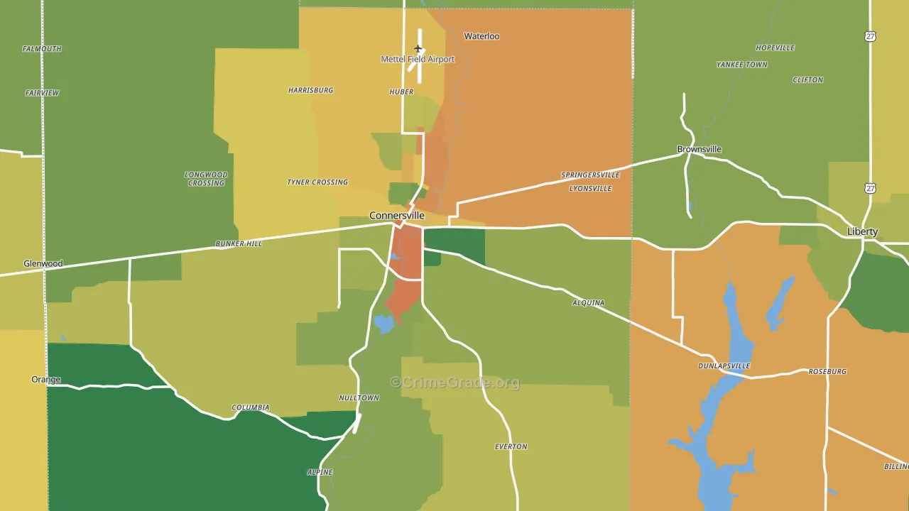 Milton, IN Map of Assault Rates