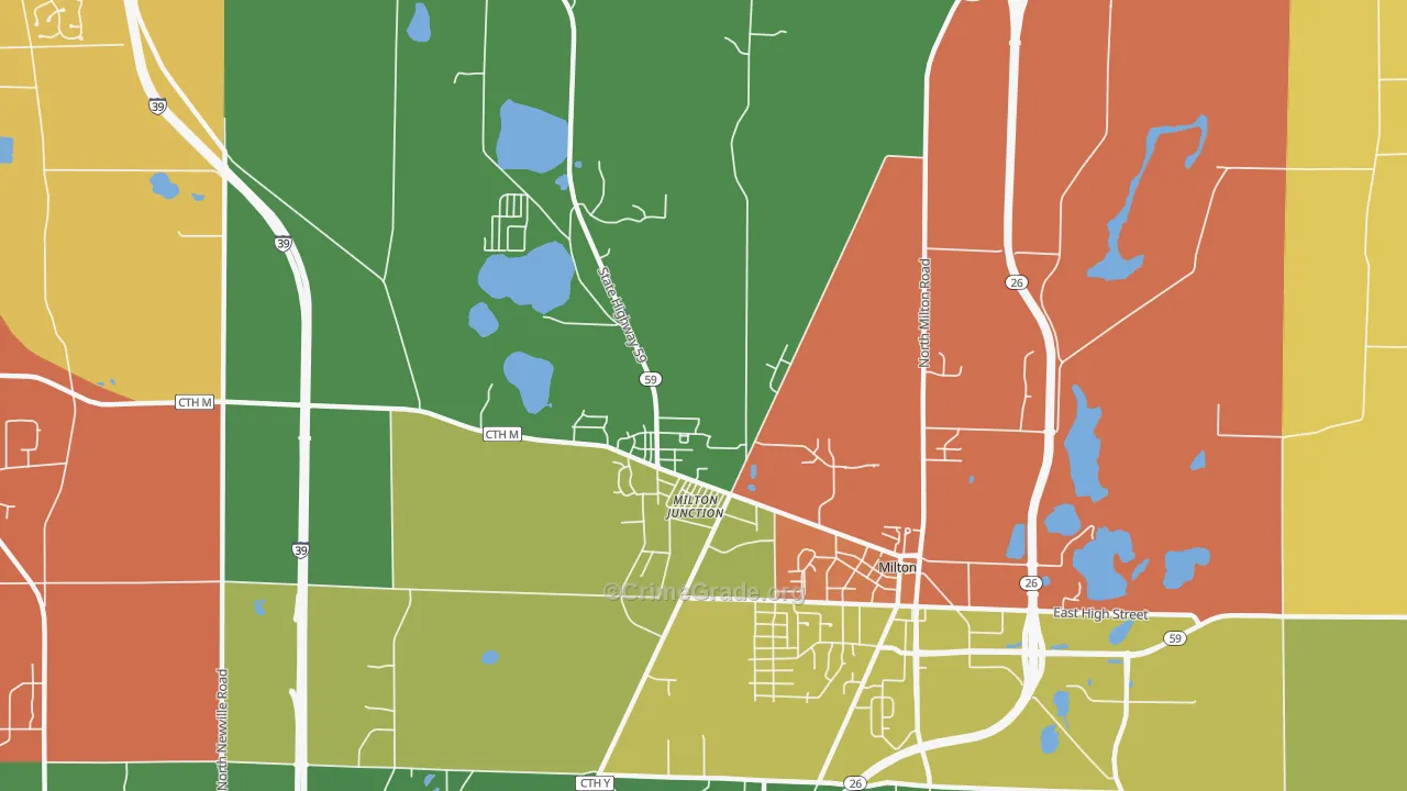 Milton Junction, WI Map of Assault Rates
