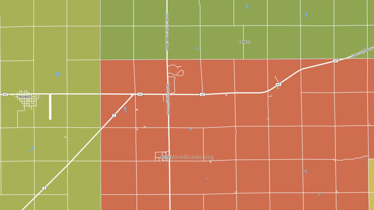 Milton, KS Map of Assault Rates
