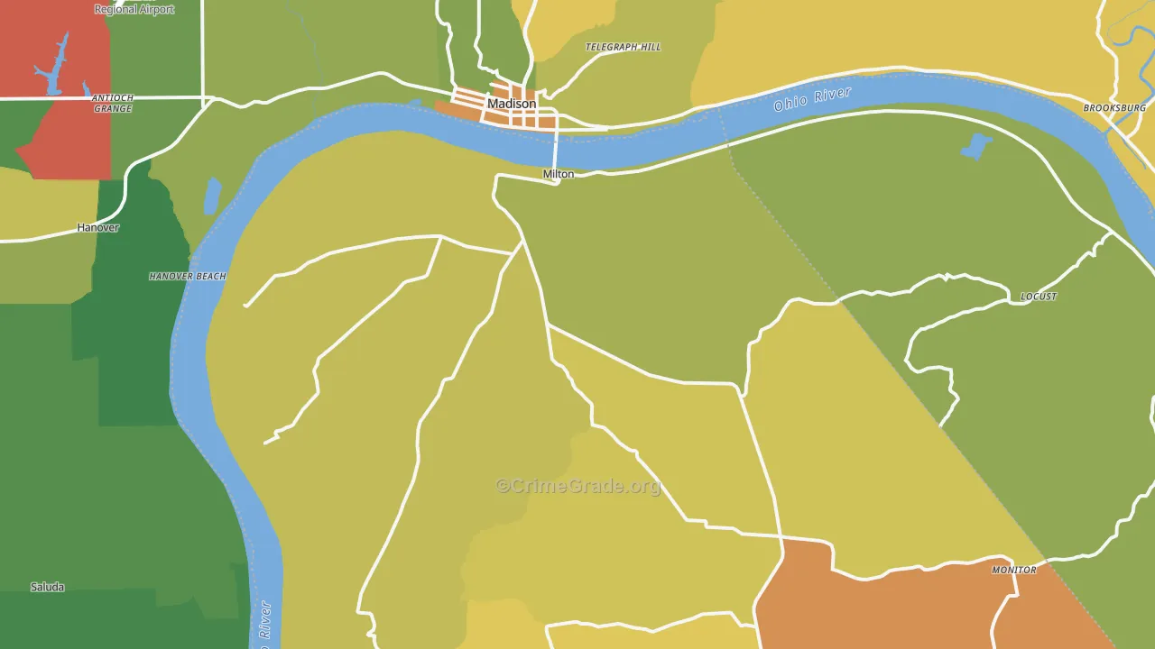 Milton, KY Map of Assault Rates