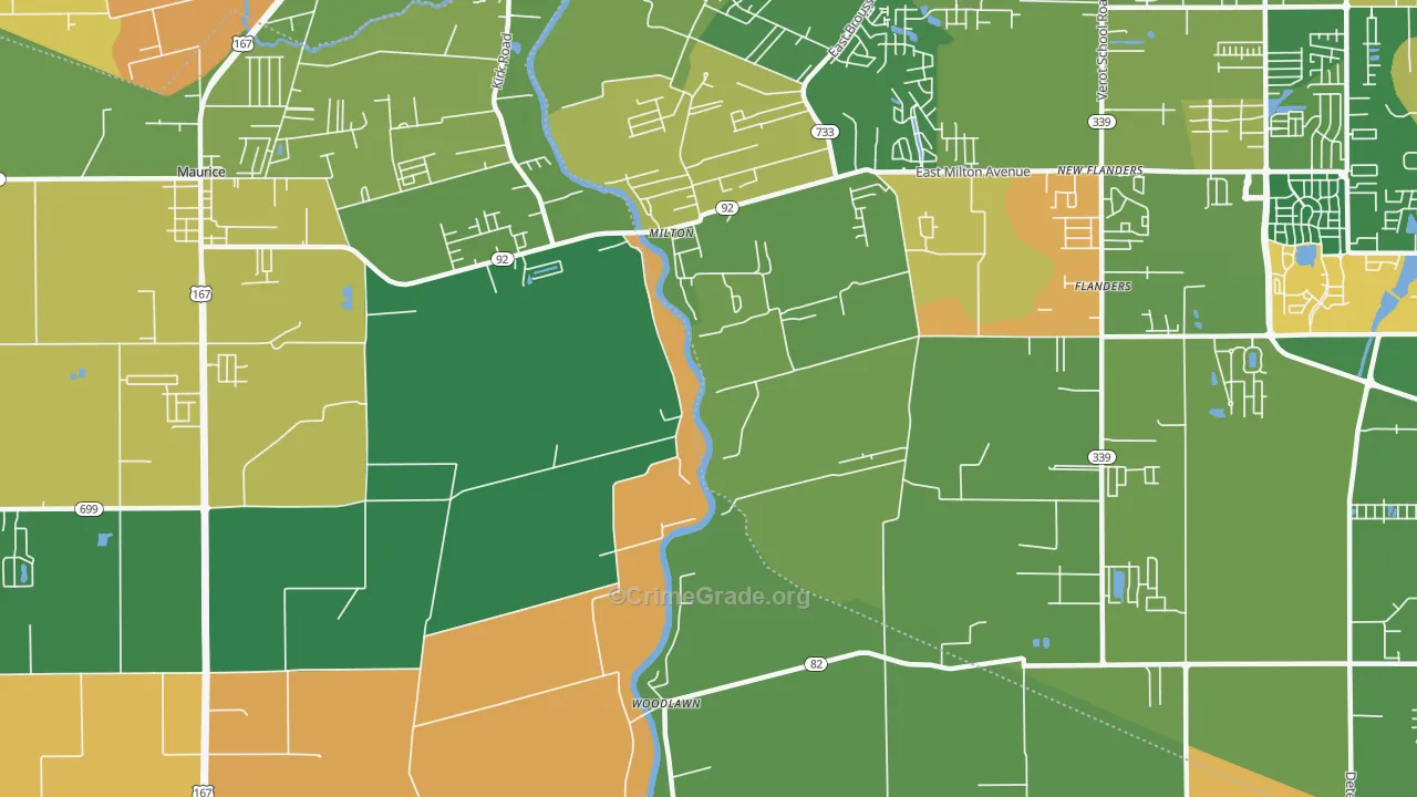 Milton, LA Map of Assault Rates
