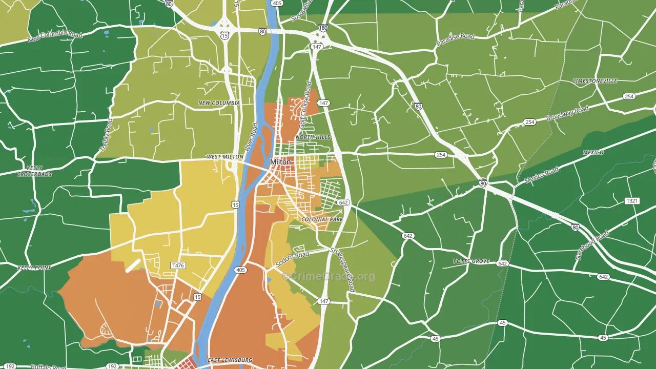 Milton, PA Map of Assault Rates