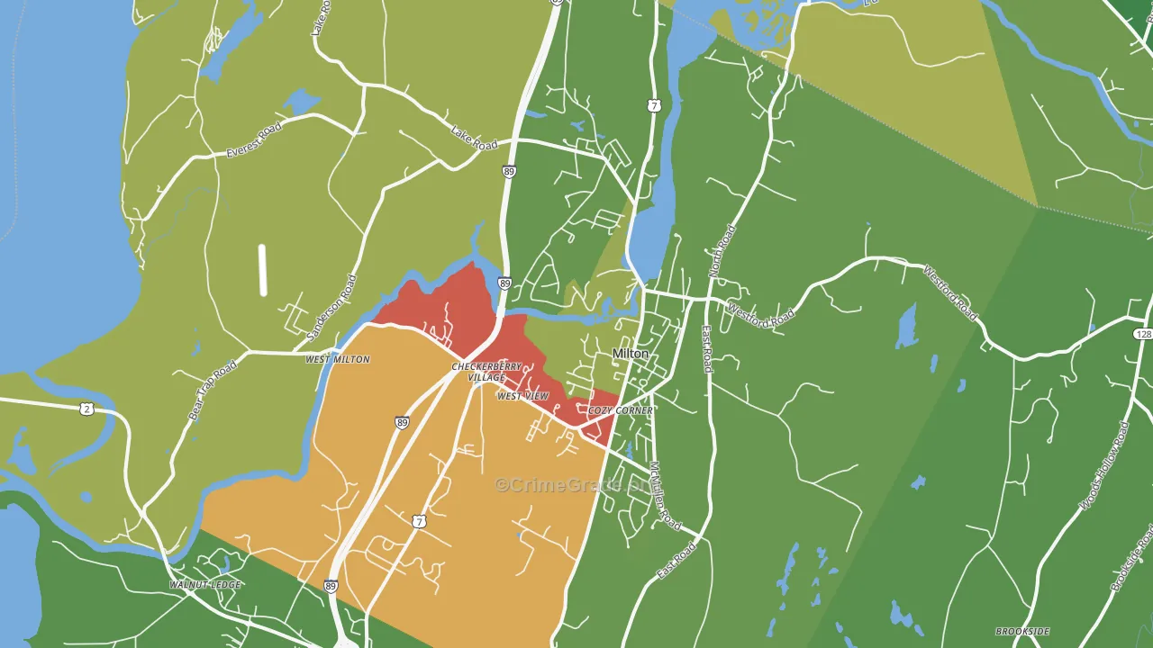 Milton, VT Map of Assault Rates