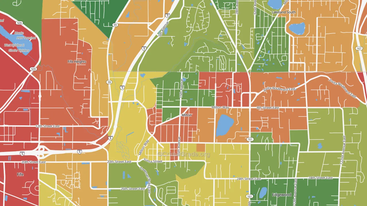 Milton, WA Map of Assault Rates