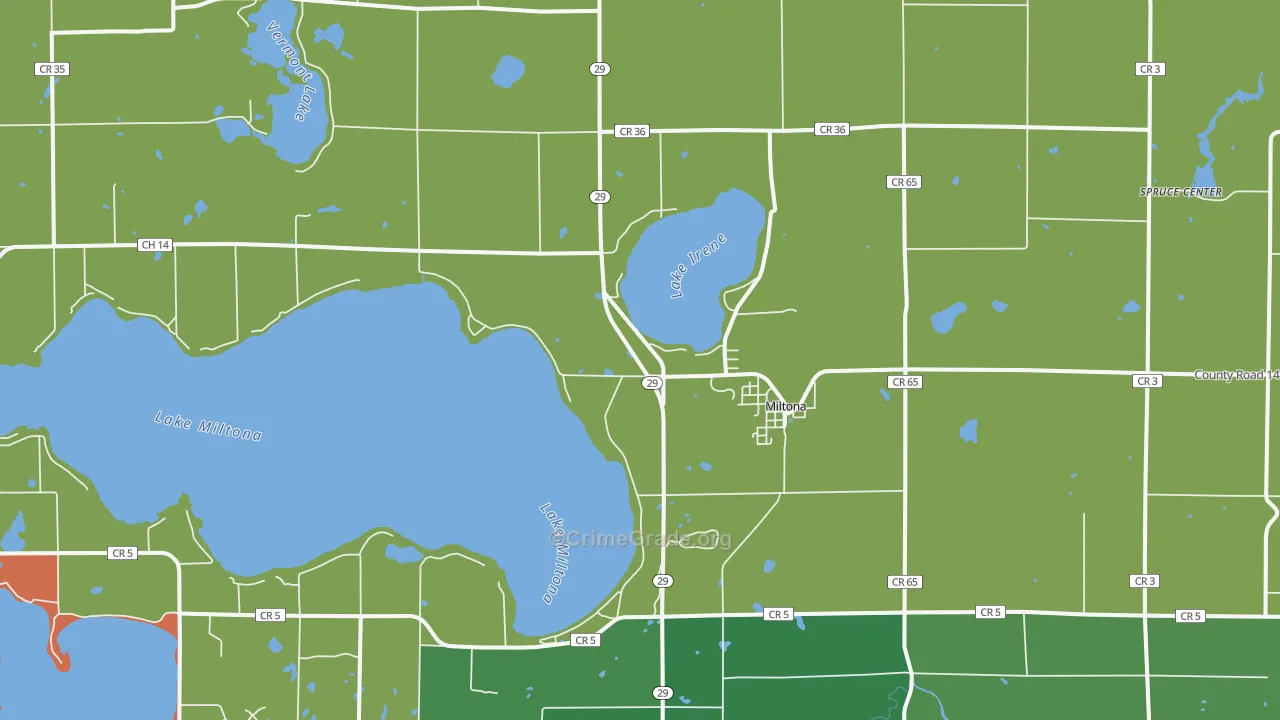 Miltona, MN Map of Assault Rates