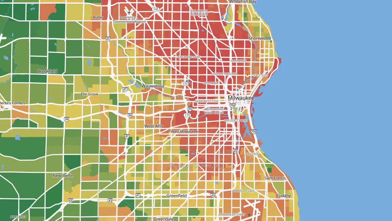 Milwaukee County, WI Map of Assault Rates