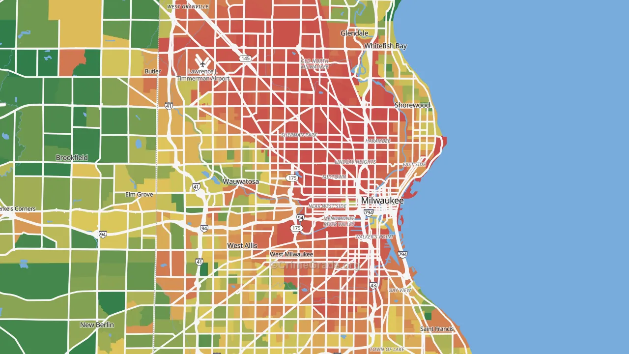Milwaukee, WI Map of Assault Rates