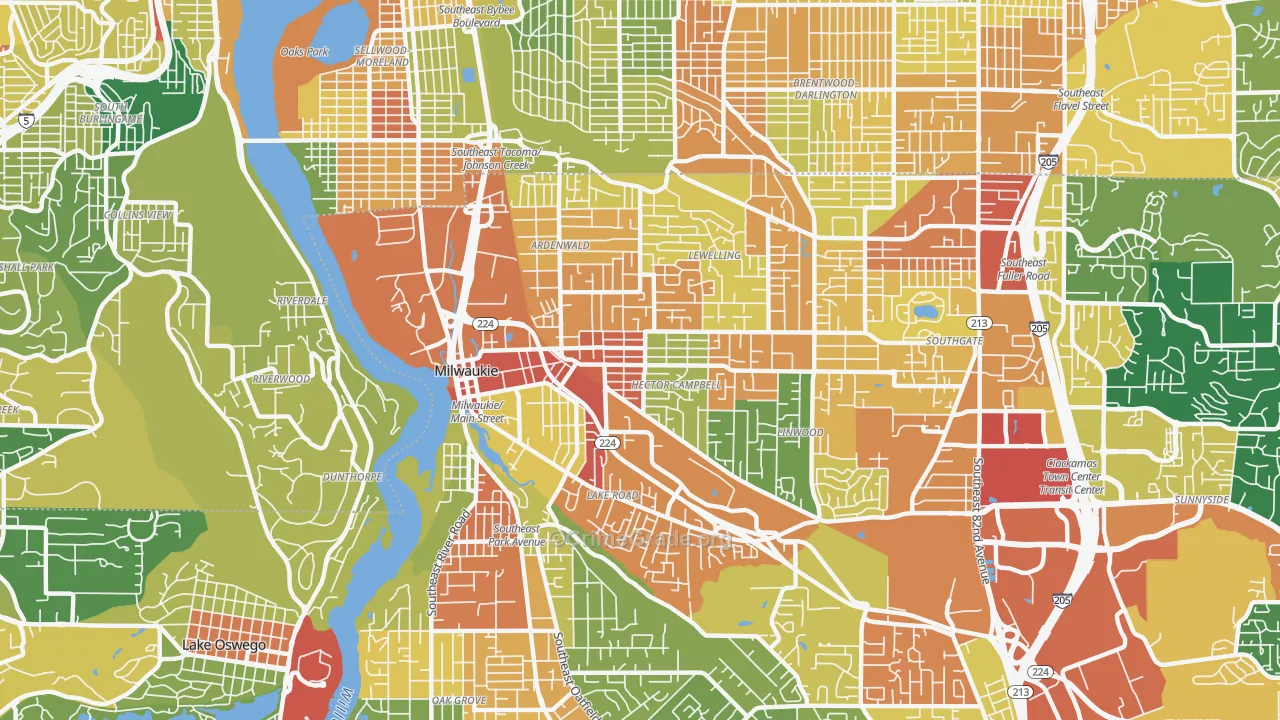 Milwaukie, OR Map of Assault Rates