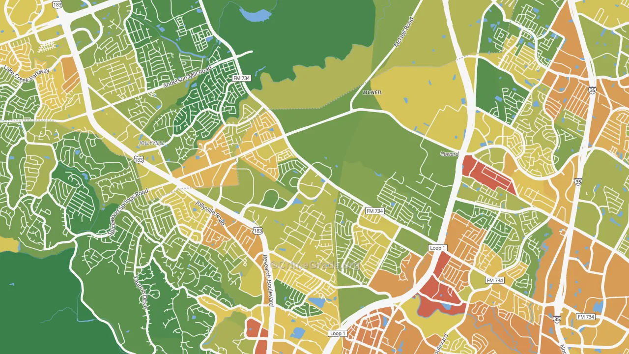 Milwood, Austin, TX Map of Assault Rates