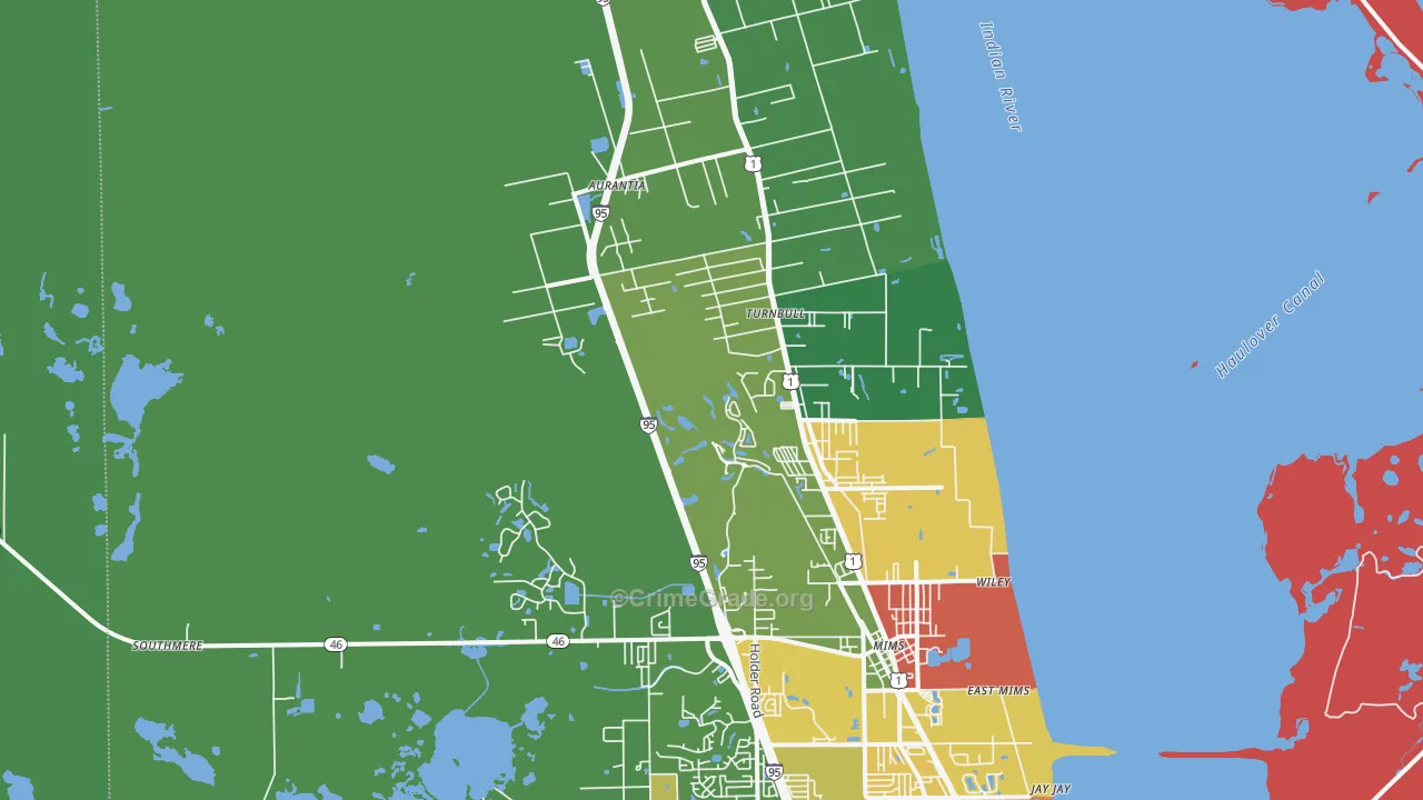 Mims, FL Map of Assault Rates