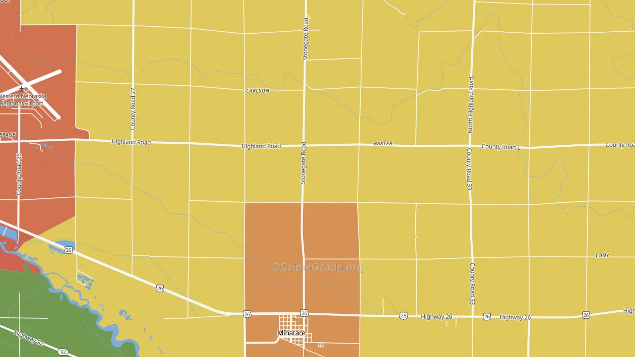 Minatare, NE Map of Assault Rates