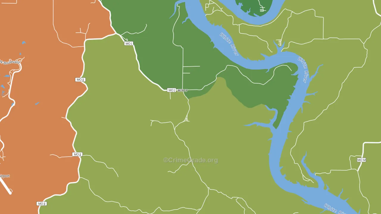 Mincy, MO Map of Assault Rates