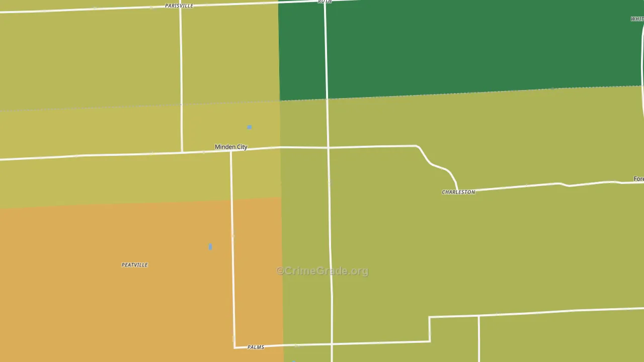 Minden City, MI Map of Assault Rates
