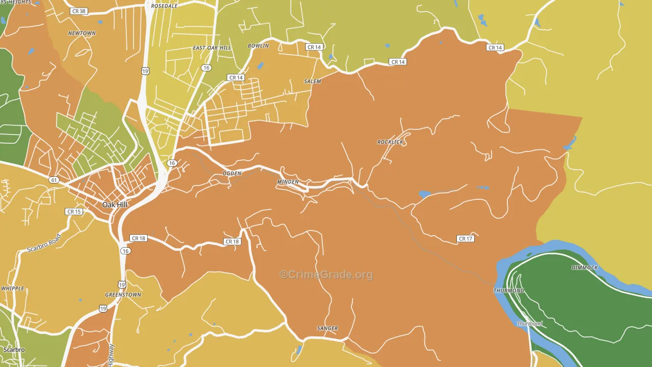 Minden, WV Map of Assault Rates