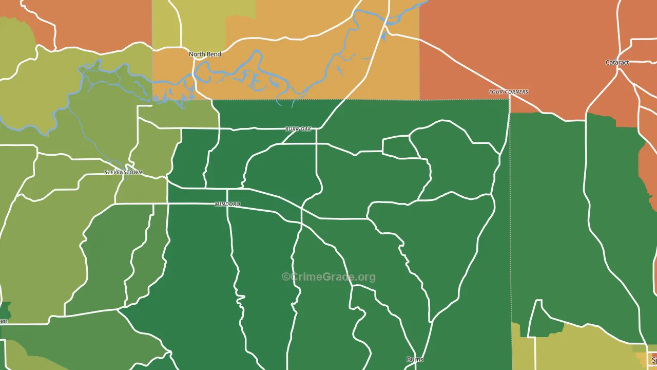 Mindoro, WI Map of Assault Rates