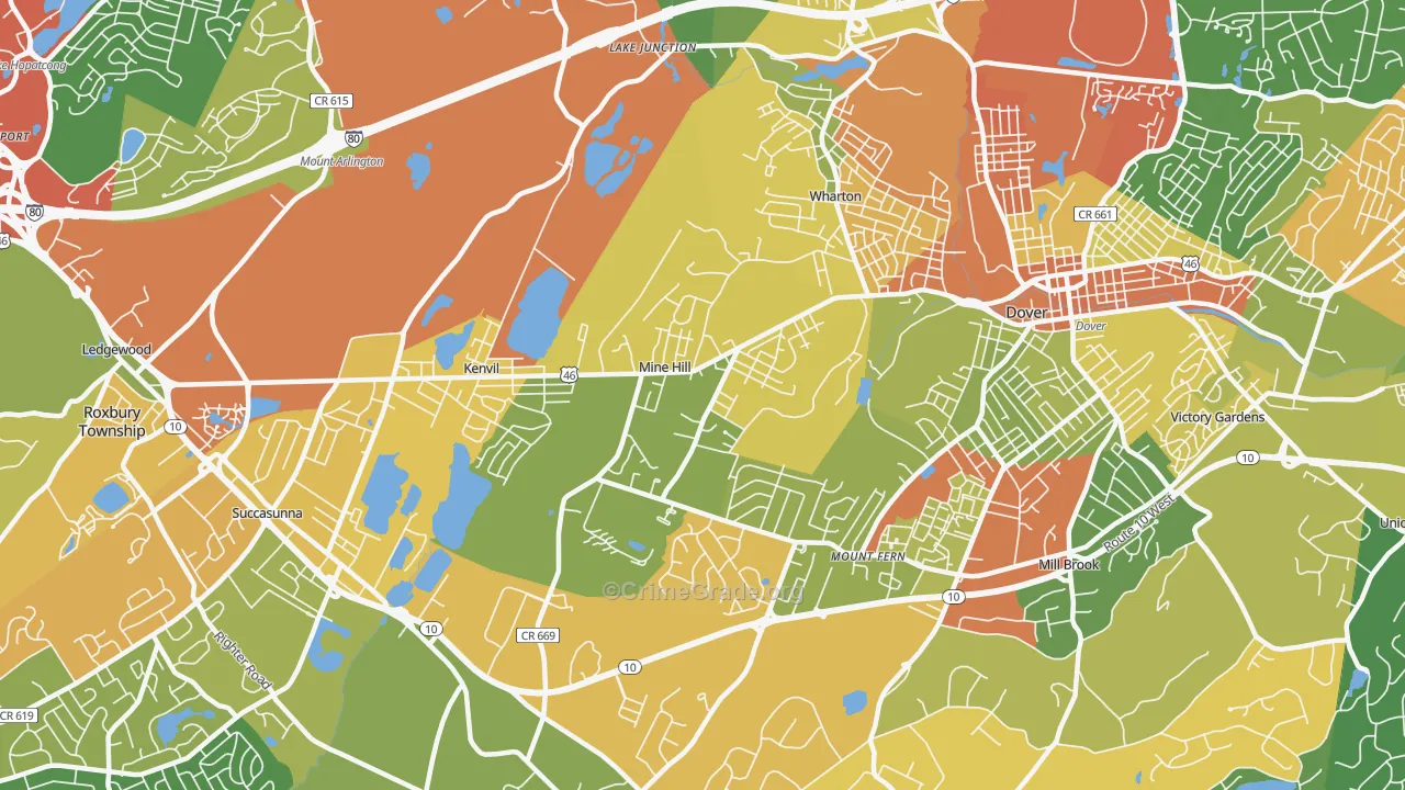 Mine Hill, NJ Map of Assault Rates