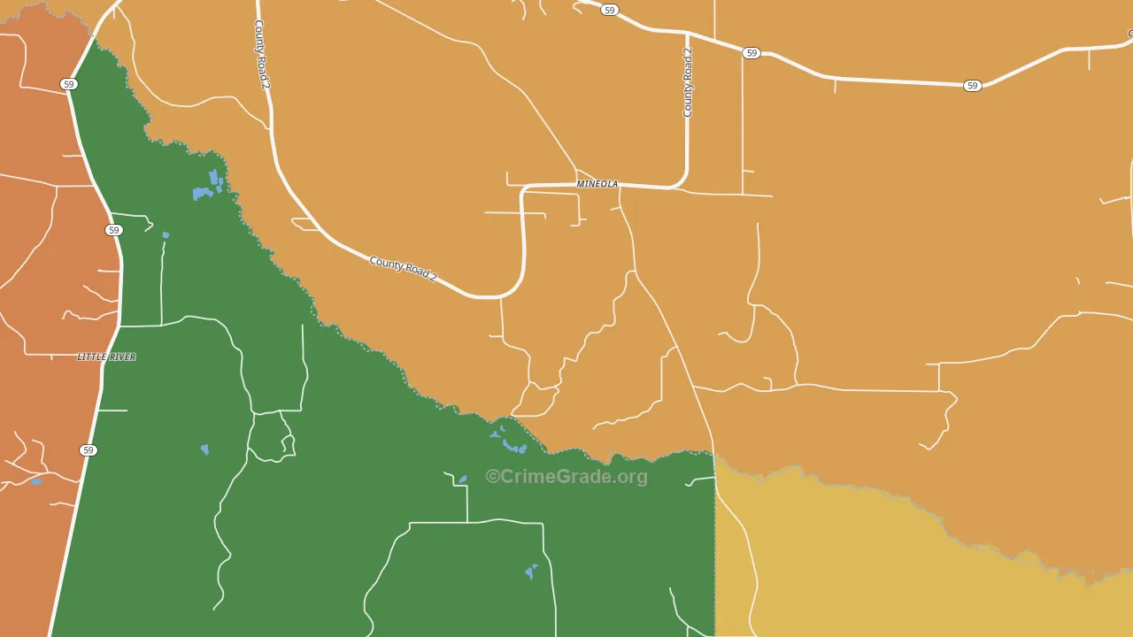 Mineola, AL Map of Assault Rates