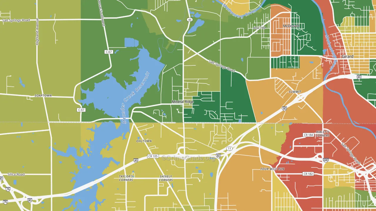 Mineral Ridge, OH Map of Assault Rates