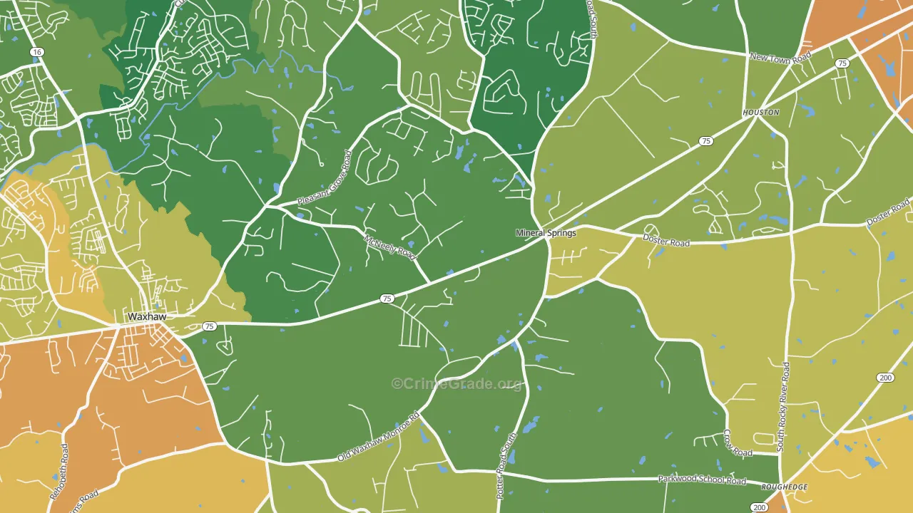 Mineral Springs, NC Map of Assault Rates