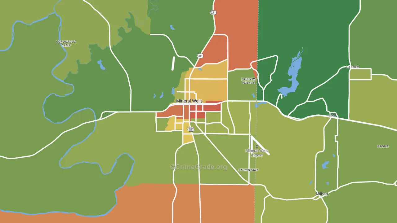 Mineral Wells, TX Map of Assault Rates