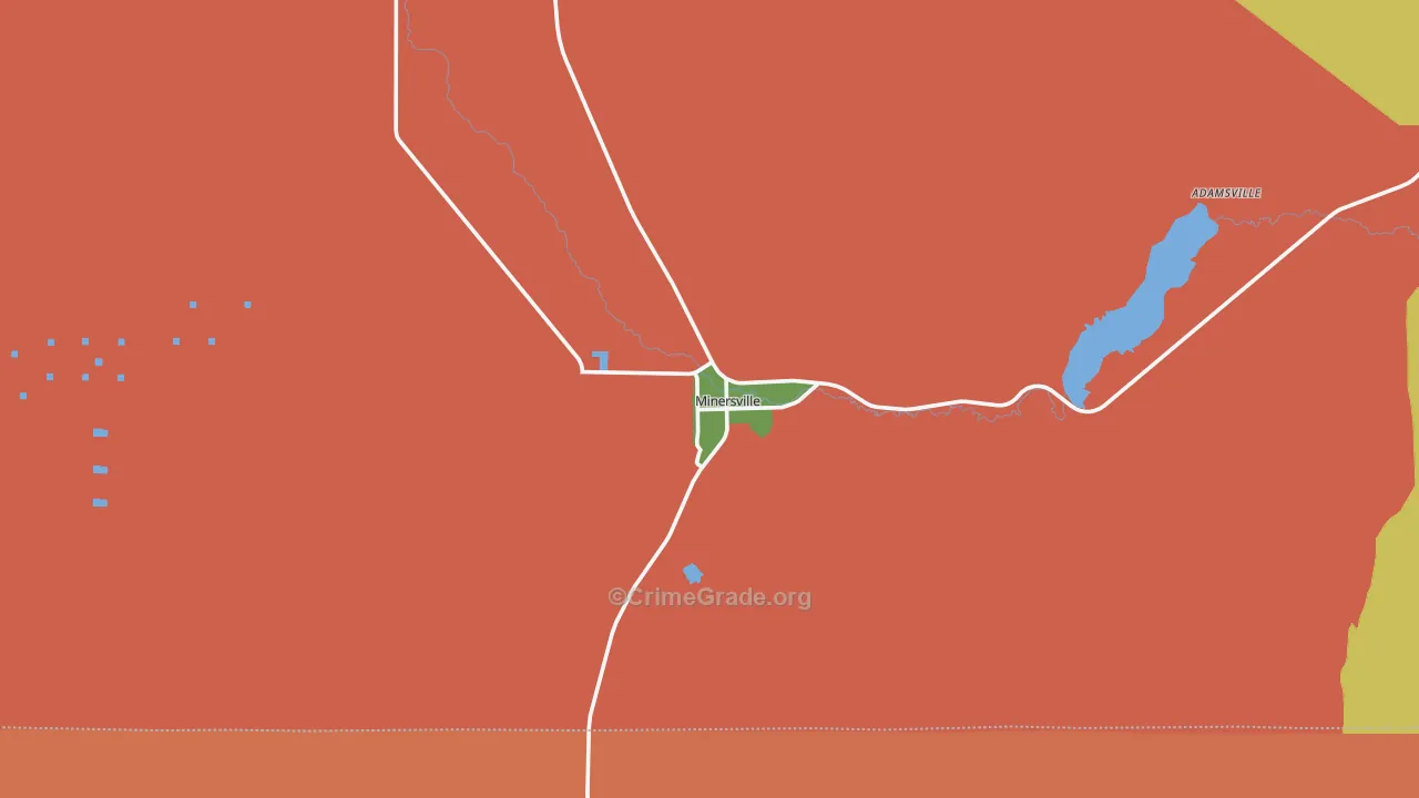 Minersville, UT Map of Assault Rates