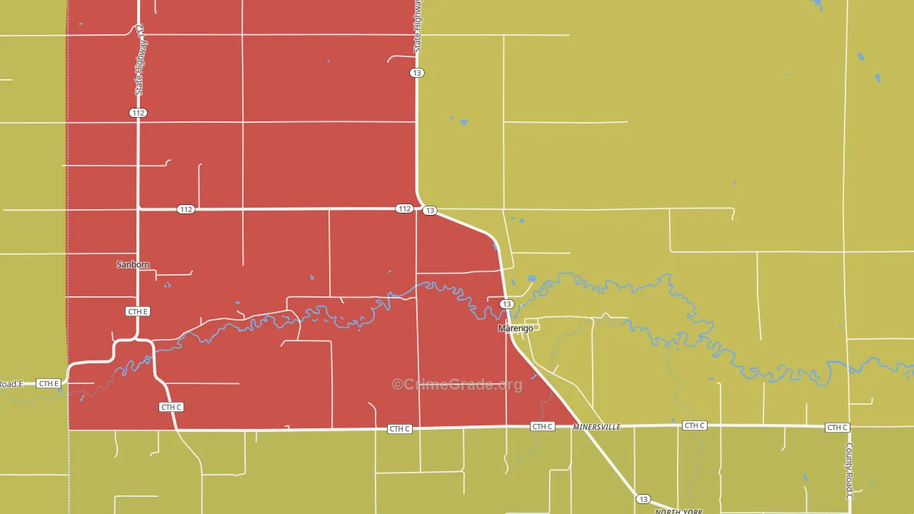 Minersville, WI Map of Assault Rates