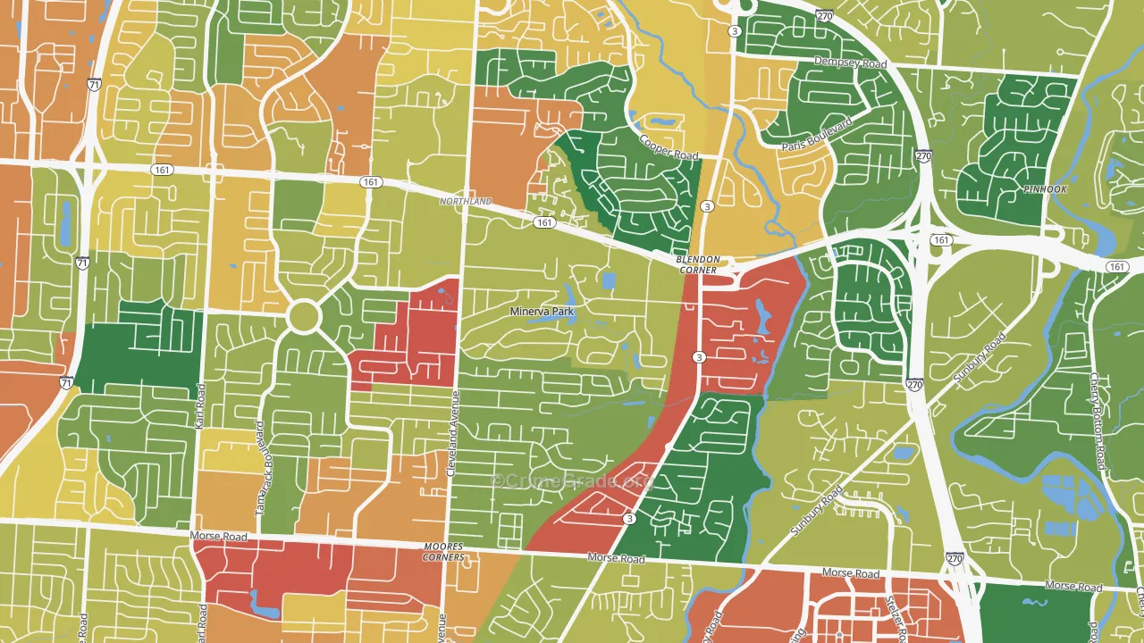 Minerva Park, OH Map of Assault Rates