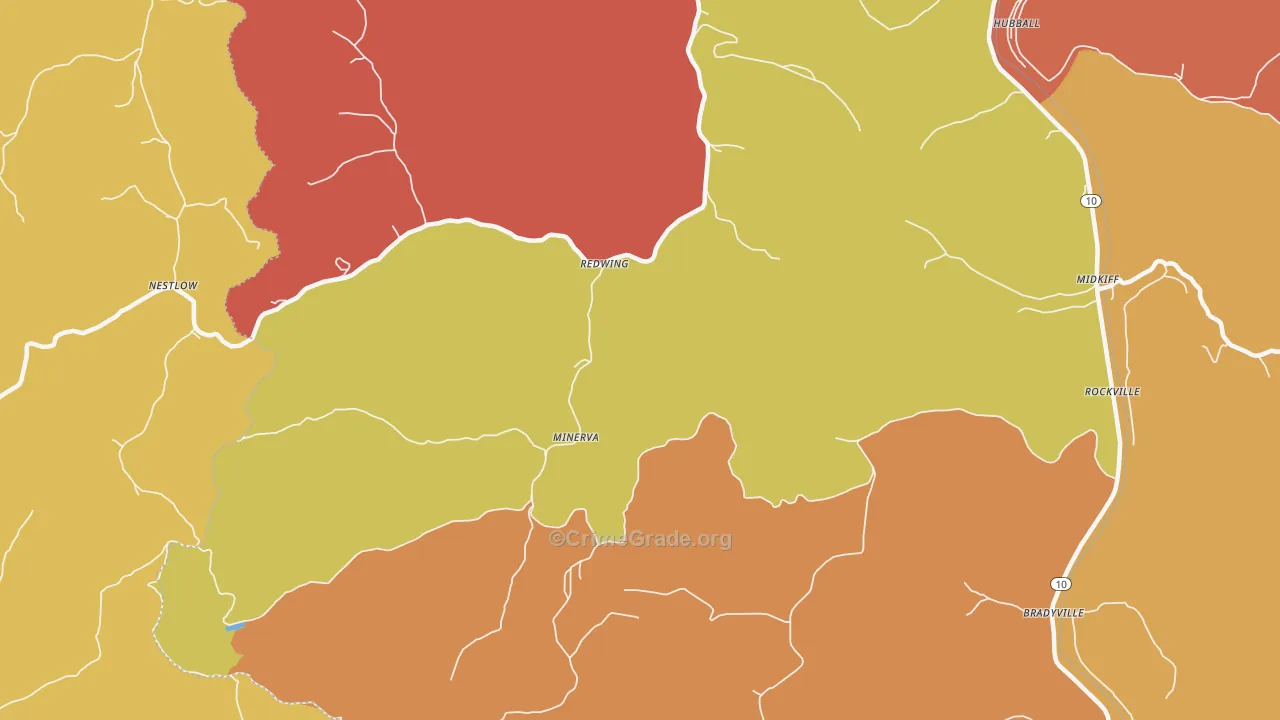Minerva, WV Map of Assault Rates