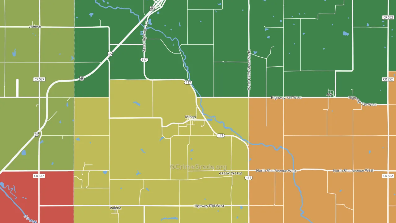 Mingo, IA Map of Assault Rates