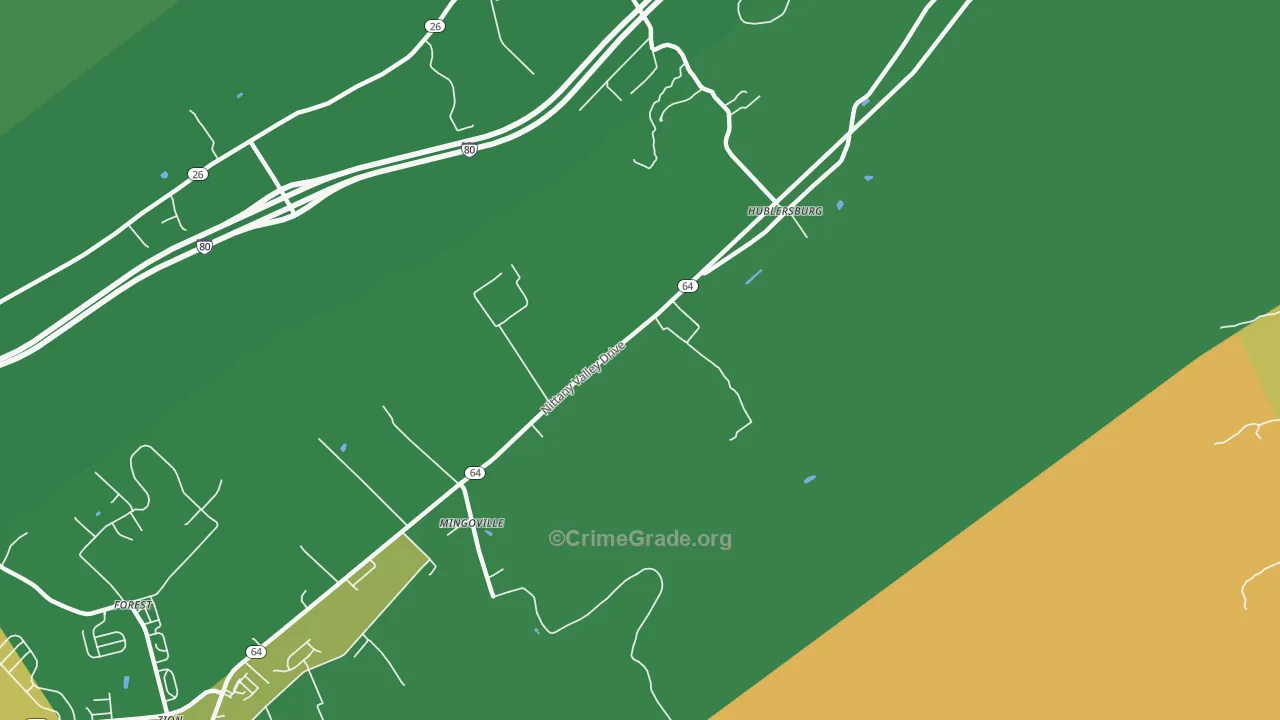 Mingoville, PA Map of Assault Rates